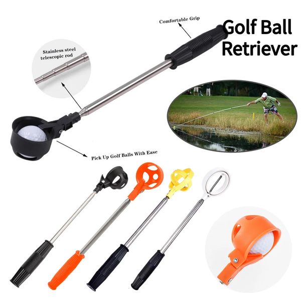 79 polegadas bola de golfe retriever 8 seções de aço inoxidável telescópico bola de golfe selecionador superior auxiliares de treinamento de golfe para ferramenta de água 240104