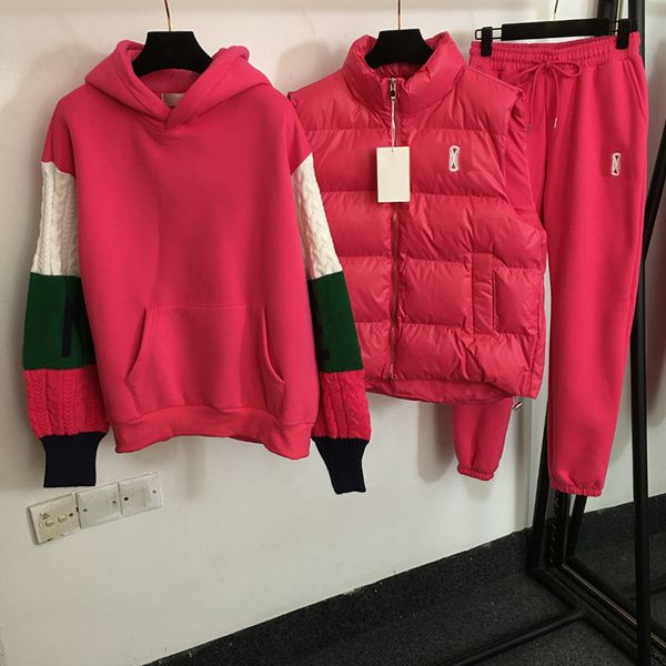 Criativo malha manga fatos de treino luxo esporte casacos calças algodão hoodies terno conjunto marca letras meninas treino