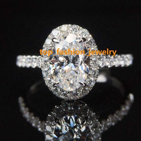 Joias de luxo IGI Lab joias com diamantes puro 14K 18k ouro 2.0CT corte oval diamante halo noivado anel de casamento