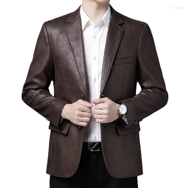 Ternos masculinos 2024 terno de pele de couro outono alta qualidade tamanho grande jaqueta artificial/negócios jaqueta à prova vento S-4XL