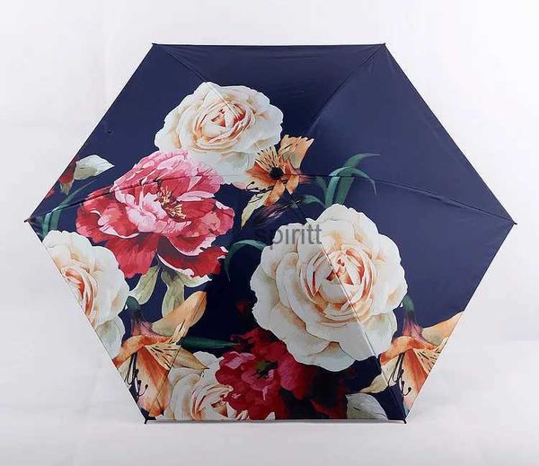 Guarda-chuvas Super Mini Guarda-chuva 2021 Verão Luz UV Dobrável Bolso Flor Impressão Pequena Sombrilla Paraguas YQ240105