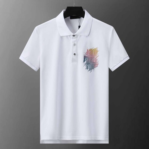 Polo da uomo Bavero con stampa di lettere Designer da uomo d'affari da ufficio Comodo casual a maniche corte Top T-shirt da uomo traspirante di lusso M-XXXL