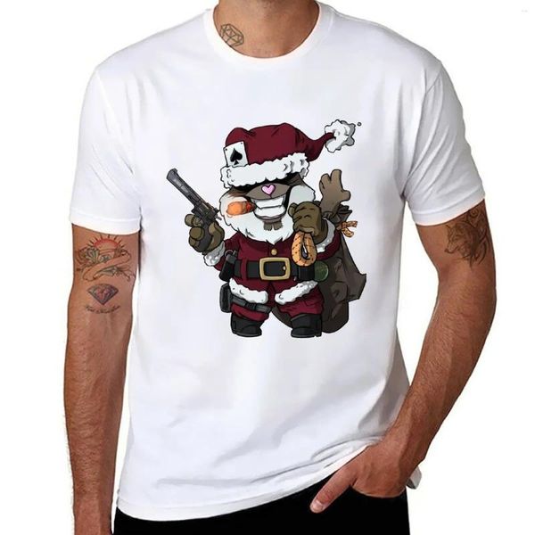 Polo da uomo T-shirt da orsacchiotto di Babbo Natale Abbigliamento hippie per un ragazzo Magliette bianche Camicia da uomo a maniche corte