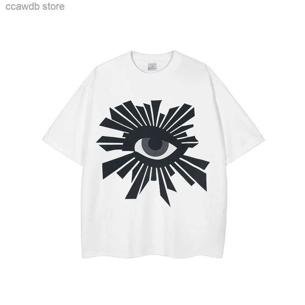 Homens camisetas de manga curta camiseta algodão t-shirt olho impressão vintage verão nova moda masculina oversized streetwear tops t-shirts t240105