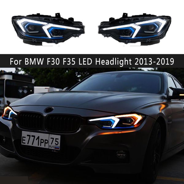 Estilo do carro farol drl luz de circulação diurna streamer indicador de sinal de volta lâmpada frpnt para bmw f30 f35 320i 325i led farol 13-19