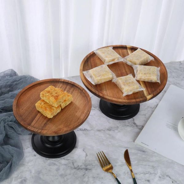 Statuette decorative Vassoi per torte Piatto Stile nordico Platos Decor Oggetti di scena Vassoio Matrimonio Dessert Tavolo Supporto Piatti in legno