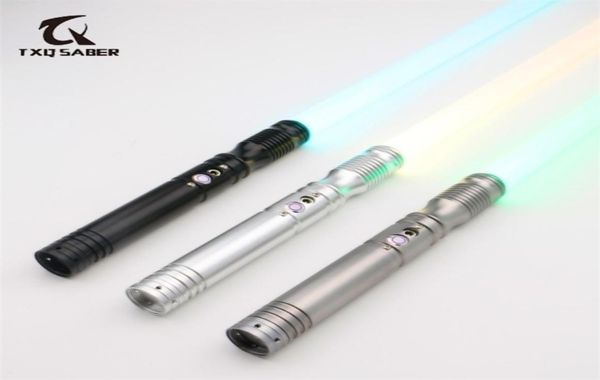 TXQSABER Duelo pesado FOC Metal Hilt RGB Lightsaber FX Force 12 cores 10 SoundFonts Blaster LockUp Light Laser Sword brinquedo de Natal 2209037341