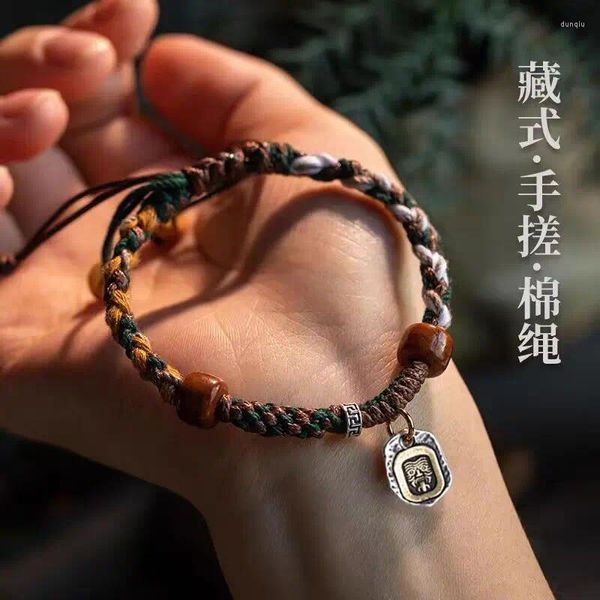 Cazibe bilezikler umq orijinal tibet tarzı taşıma kayış etnik el dokuma eğlence makale bileziği basit iddialı mücevherler