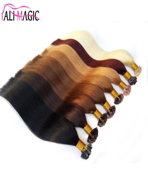 Extensões de cabelo de ponta plana cor 60 loira clara 1gstrand 100g 100 remy pré ligado cabelo humano extensões de ponta plana 2665596