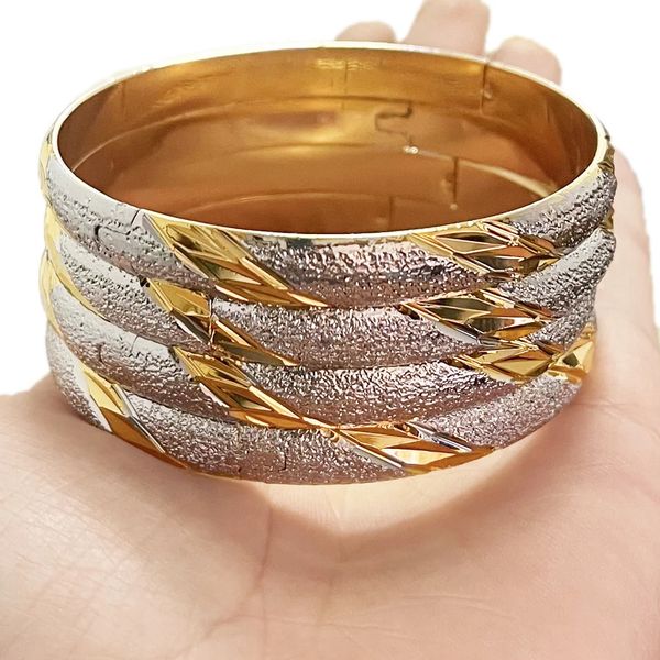 4 Stück Gold-Silber-Farben-Armreifen, zweifarbig, Dubai-Armband für Frauen, äthiopische Hochzeitsarmbänder, klassisches afrikanisches Geschenk 240104