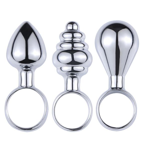 3pcsset mini metal anal fişler parmak yüzüğü anüs genişletici anal seks oyuncakları yeni başlayan vajinal popo fiş prostat masajı x04011610032