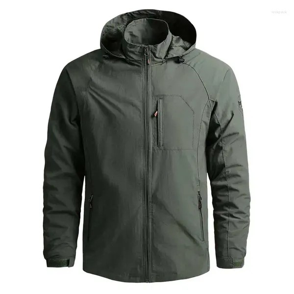 Giacche da uomo Primavera Autunno Uomo Giacca tattica con cappuccio sottile Cappotto impermeabile ad asciugatura rapida Abbigliamento da alpinismo casual da esterno Maschile