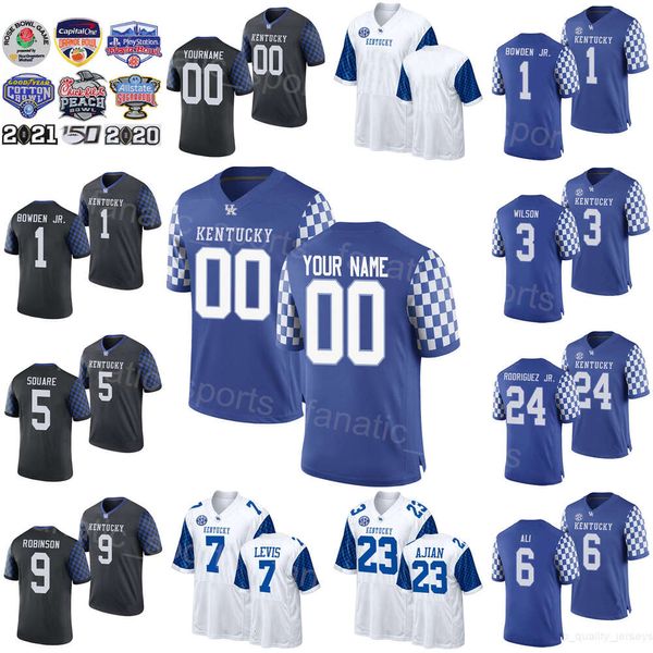 Futebol College Kentucky Wildcats 9 Tayvion Robinson Jerseys 13 JJ Weaver 5 DeAndre Square 80 Brenden Bates 29 Lavell Wright 6 Dane Key University Respirável