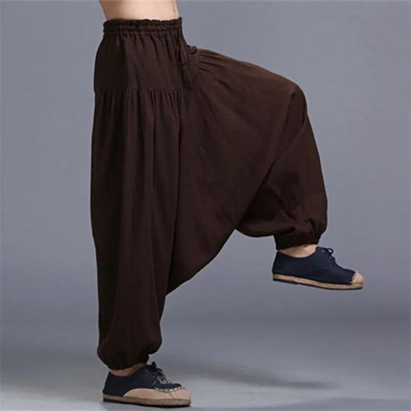 Брюки мужские, летняя уличная одежда, перекрестные брюки, хлопковые брюки для бега с заниженным шаговым швом, широкие брюки, мужские свободные брюки большого размера, M5XL