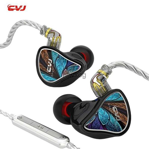 Handy-Kopfhörer CVJ Hybrid Drive-Kopfhörer Angel Wings IEM-Headsets 2PIN-HIFI-Monitor-Kopfhörer mit Kabel im Ohr für Karaoke-Sport, Laufen, YQ240105