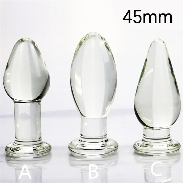 Großer 45-mm-Kristall-Buttplug, Vagina-Kugel, Glas-Analperle, erwachsenes Sexspielzeug für Frauen und Männer, schwuler Masturbator 240105