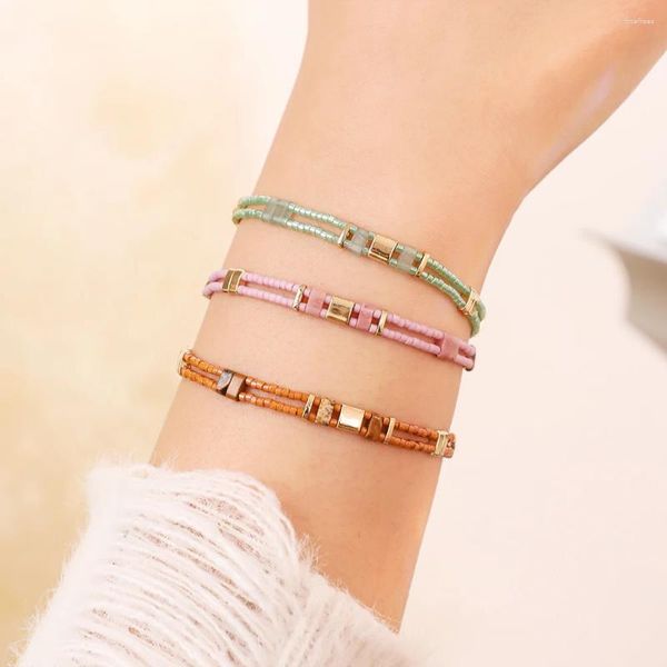 Braccialetti con ciondoli ZMZY Vetro MIYUKI Perline fatte a mano a 2 strati Tila Gioielli Boho colorati da donna