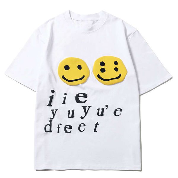 Modisches, lässiges Herren-Kanyes-Klassiker-Designer-Luxus-Bubble-Print-Smiley-Gesicht-Rundhals-Kurzarm-T-Shirt für Männer und Frauen