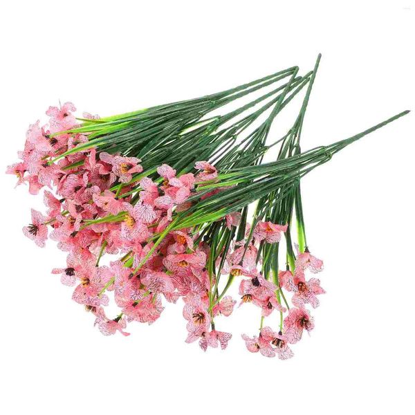 Flores decorativas 8 peças de seda decoração de mesa ao ar livre decorações violetas simuladas plantas aquáticas