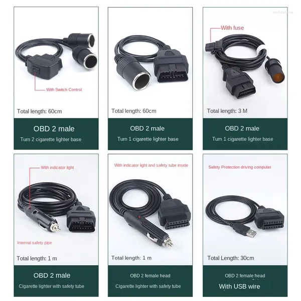 Автомобильные инструменты, сканер Obd2, прикуриватель к разъему постоянного тока и кабели, универсальный шнур питания, диагностический инструмент, прочный адаптер