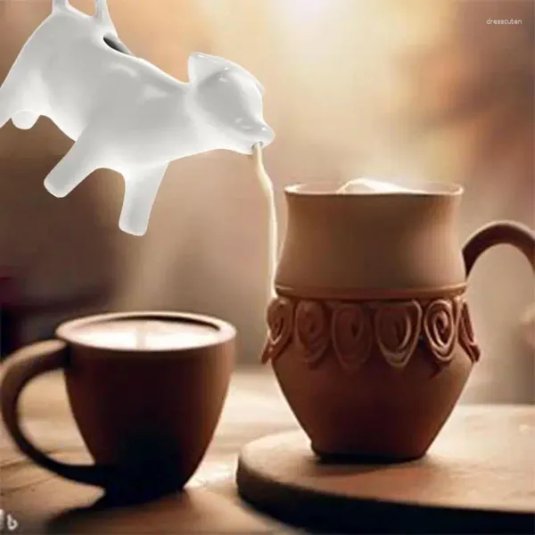 Kupalar kremer sürahi karikatür inek şekli küçük kahve fincan sosu sos dağıtıcı ısıya dayanıklı şurup kabı ev kampı için