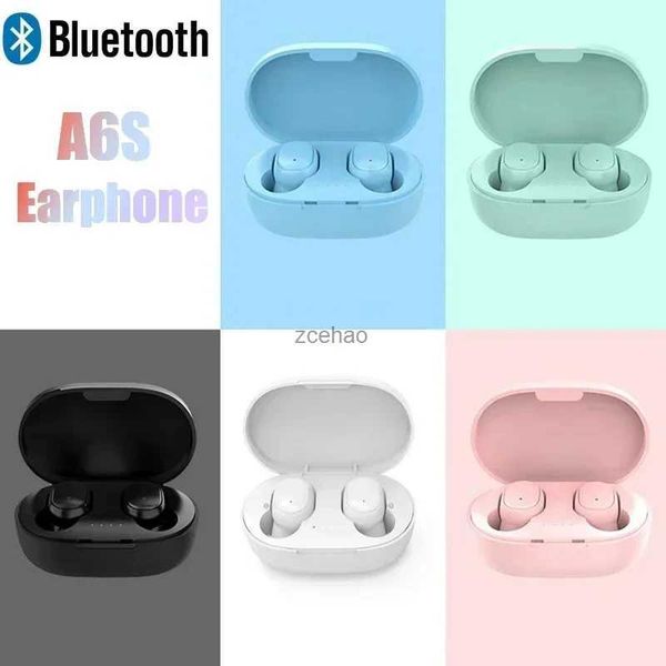 Cep Telefonu Kulaklıklar Orijinal A6s TWS Kulaklık Kablosuz Kulaklıklar Bluetooth Kulaklıklar Spor Stereo Fon Fone Bluetooth Kulaklıkları Xiaomi Huawei Iphonelf