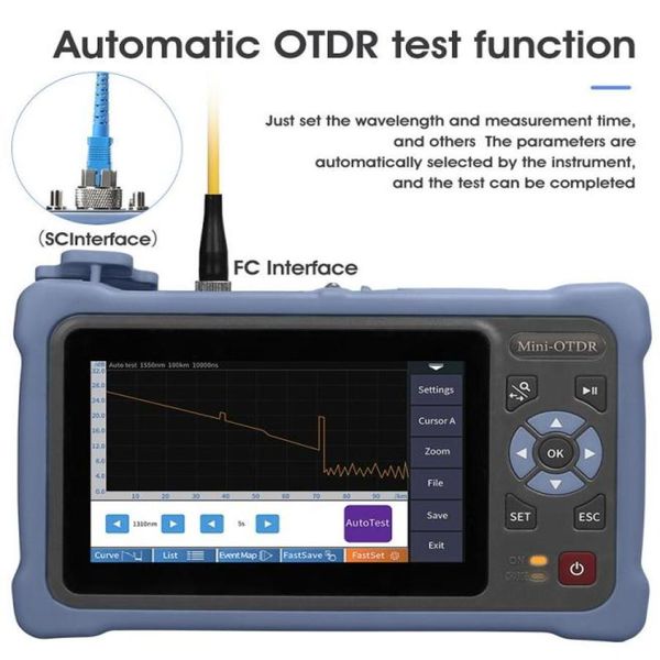 В 1 100 км MINI OTDR 13101550nm 2624dB Волоконно-оптический рефлектометр с сенсорным экраном VFL OLS OPM Карта событий Ethernet-кабельный тестер Equipm6721071