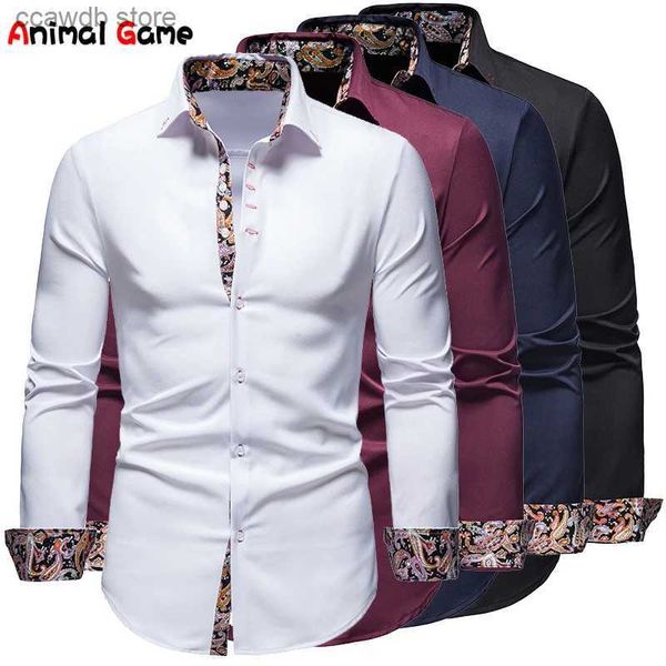 Camisas casuais masculinas camisa masculina com gola camisas brancas homem camisas masculinas de manga longa 2023 camisas polo masculinas para homens marcas famosas t240105