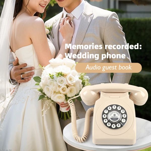 Libro degli ospiti audio per telefono di nozze Libro degli ospiti di matrimonio antico Registrazione di messaggi telefonici Telefono vintage per messaggi audio di nozze