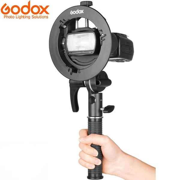 Godox S2 Flash Staffa di supporto Tipo S Bowens Mount Portalampada Palmare per Godox Flash Light Snoot Softbox Beauty Dish Honeycomb 240104