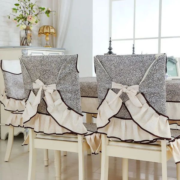 Elegante 13 pçs/set conjunto de pano de mesa retangular com capas de cadeira toalha de mesa de renda toalhas de mesa para decoração de casamento 240104