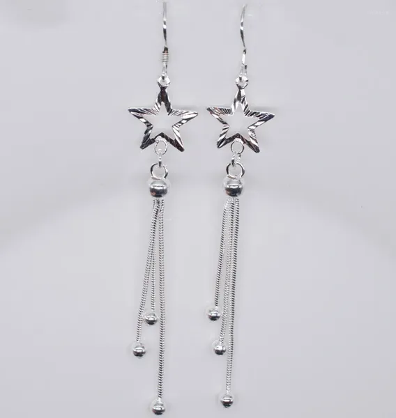 Brincos pendurados prata simples e bonito longo fluxo filho tendência feminina criativo pentagar estrela anéis 2024 joias de festa