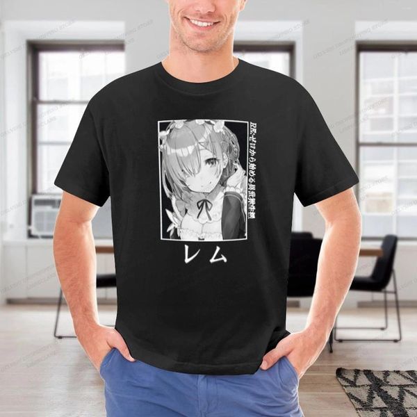 Homens camisetas Re Zero Camisa Homens Moda T-shirt de Algodão Camiseta Verão Anime Rem Tops Tees Mulheres Oversized Meninos Tee