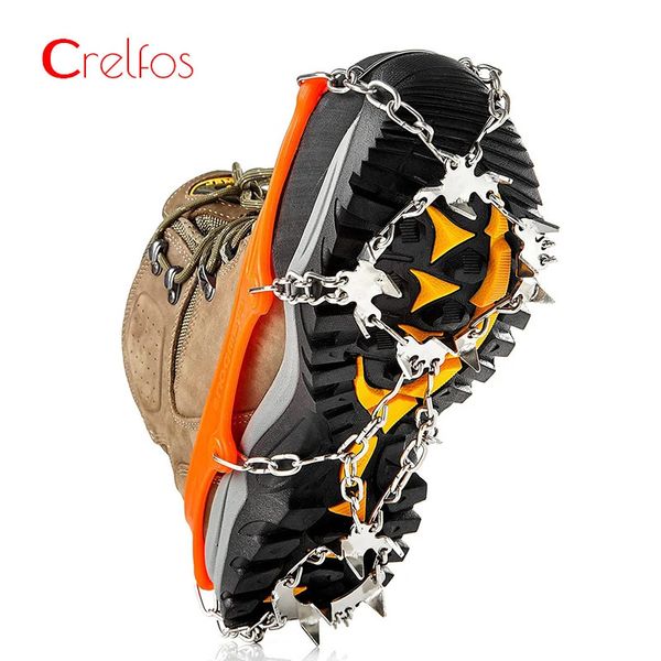 18 picos de gelo crampons anti-skid tração chuteiras inverno neve apertos bota para caminhadas escalada sapatos 240104