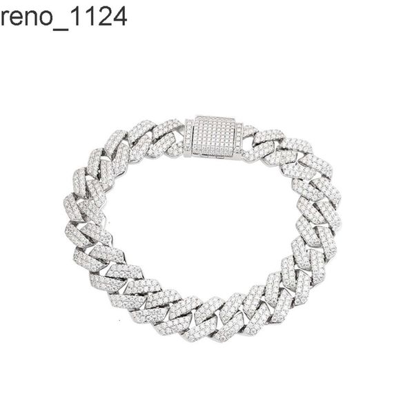 Fábrica atacado 925 prata sólida d cor vvs gelado hip hop jóias moissanite diamante cubano link corrente pulseira masculina
