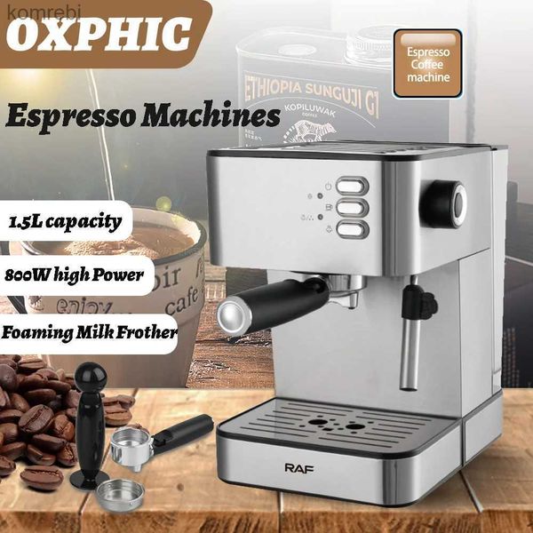 Kaffeemaschinen OXPHIC Espresso-Kaffeemaschinen 15 Bar Cappuccino-Kaffeemaschine mit schäumendem Milchaufschäumer für Espresso Latte Machiato 1.5LL240105