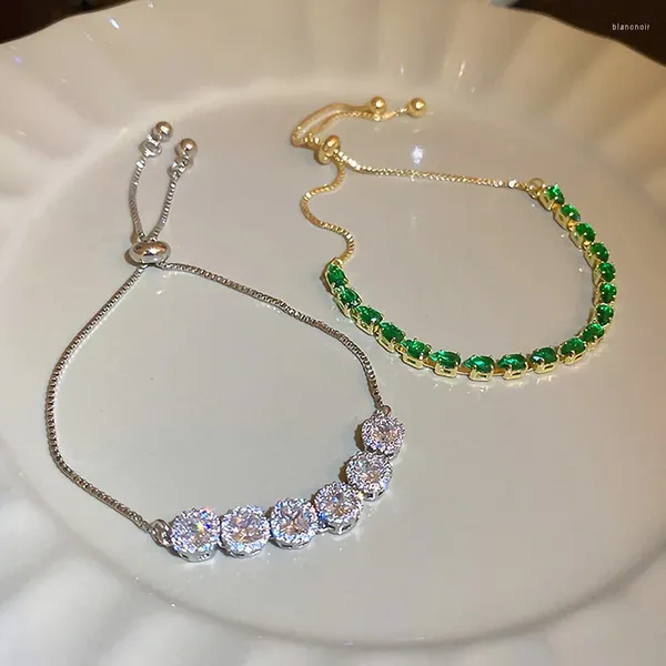 Link pulseiras waterdrop verde/transparente zircônia corrente ajustável para mulheres meninas festa de casamento amizade moda jóias ybr1014