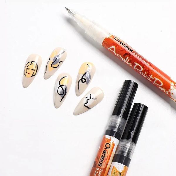 Nail Art Graffiti Pen Nero Bianco Oro Nastro di colore Punto Disegno Pittura Linee astratte Dettagli Penna Pennelli Strumento per nail art fai da te 240105