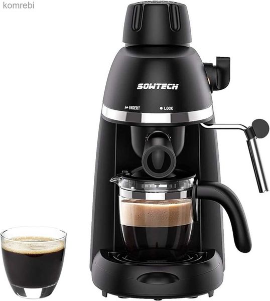 Cafeteiras Máquina de Café Cappuccino Latte Maker 3,5 Bar 1-4 Xícara com Batedor de Leite a Vapor Preto | EUA | NOVOL240105