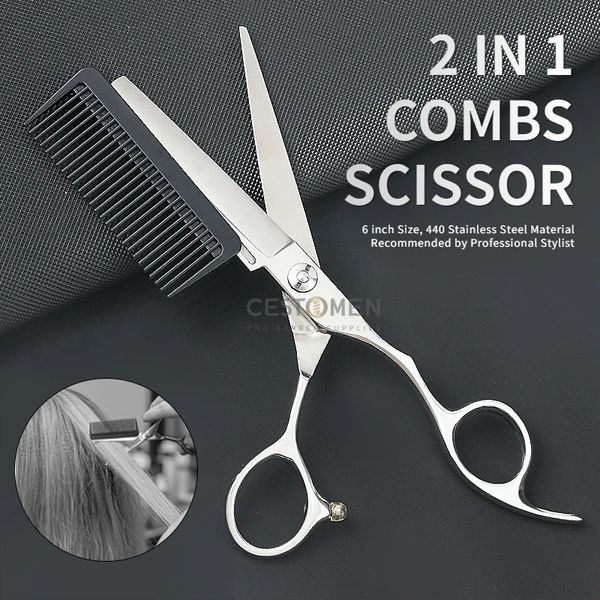 Профессиональные парикмахерские ножницы JP440C, сталь, 6 дюймов, 2 в 1, волосы с расческой, парикмахерские ножницы для стрижки 240104