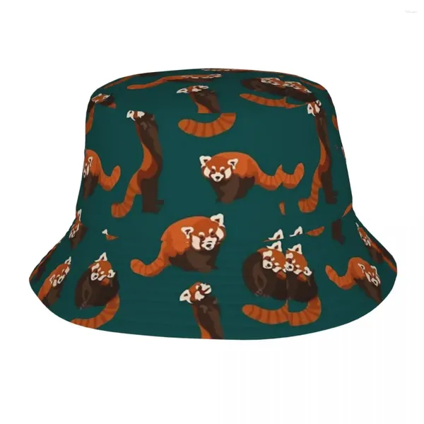 Berets Red Panda Padrão Balde Chapéu Panamá para Crianças Bob Chapéus Ao Ar Livre Moda Pescador Verão Pesca Unisex Caps