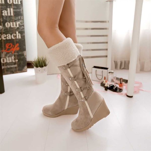 Botas outono Inverno novo Mao Kou Snow Slope Heel High Barrel Tassel Long 230830