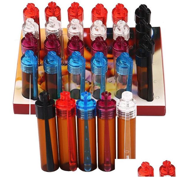 Tubi per fumatori 67Mm Bottiglia di tabacco da fiuto in plastica Contenitori per pillole Kit pippotto Tasca portatile per sniffare Durevole Snuffer Mix Colore Snort Drop Dhqox