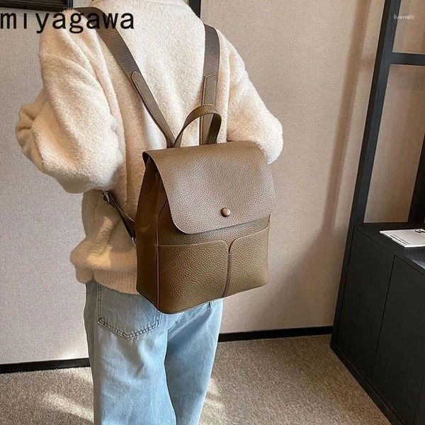 Sacos escolares Miyagawa elegante estilo coreano bolsa de ombro para mulheres 2024 viagem ao ar livre mochila bolsa commuter mochilas femininas
