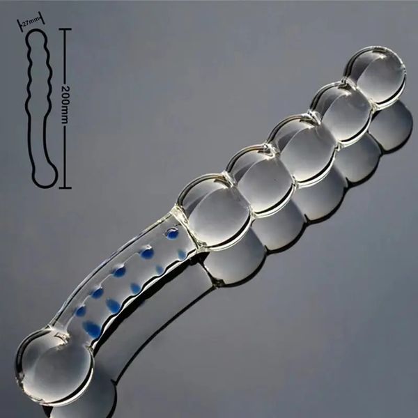 5 Perlen Kristall Faux Weiblicher Dildo Butt Plug Erwachsenes weibliches Sexspielzeug Glas Butt Plug Anal Glasstopfen 240105