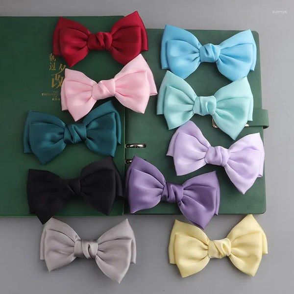 Accessori per capelli Clip bowknot versione coreana per donna Clip per copricapo in raso tinta unita Bow Butterfly all'ingrosso