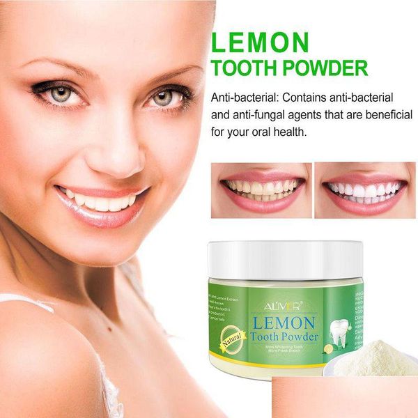 Blanchiment des dents Aliver poudre naturel activé citron dent Tootaste nettoyage buccal Anne livraison directe santé beauté Dhkgh