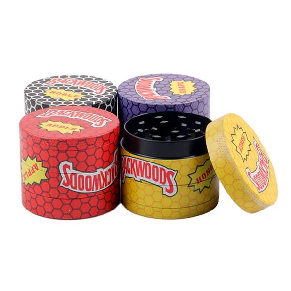 Backwoods 40mm 50mm 55mm 63mm Smerigliatrice per erbe secche per tabacco Accessori per fumatori Smerigliatrici colorate in lega di zinco per frantoio per sigarette