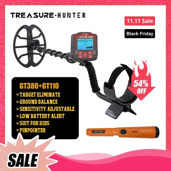 Treasure Hunter GT380 Rilevatore di metalli dorati sotterranei professionali 400 Scanner Finder Digger Impermeabile 11 Strumento a bobina Pinpointer 240105