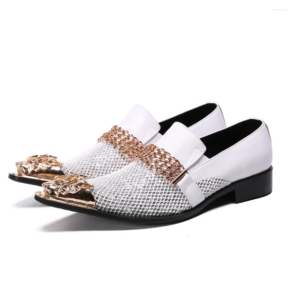 Модельные туфли Sepatu Pria белые тканые мужские дышащие пряжки деловые оксфордские лоферы на свадьбу с острым носком